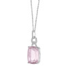 Rose Quartz Cushion Cut Pendant with Diamonds(0.13 ct.tw)