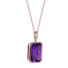 Amethyst Octagon Cut Pendant with Diamonds(0.02 ct.tw)
