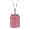 Rose Quartz Octagon Cut Pendant with Diamonds(0.03 ct.tw)