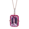 Pink Amethyst Octagon Cut Pendant with Diamonds(0.01 ct.tw)