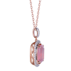 Rose Quartz Cushion Cut Pendant with Diamonds(0.47 ct.tw)