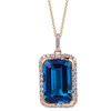 London Blue Topaz Octagon Cut Pendant with Diamonds(0.20 ct.tw)