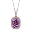 Pink Amethyst Cushion Cut Pendant with Diamonds(0.44 ct.tw)