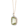 Lemon Quartz Cushion Cut Pendant with Diamonds(0.65 ct.tw)