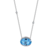 Swiss Blue Topaz Oval Cut Necklace with Diamonds(0.02 ct.tw)