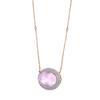 Rose Quartz Oval Cut Necklace with Diamonds(0.23 ct.tw.)