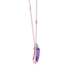 18K Rose Gold Pear Cut Amethyst and Swiss Blue Topaz Accent with 1/3 ct.tw. Diamond Necklace