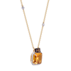 18K Yellow Gold Octagon Cut Citrine and Smoky Quartz with 1/3 ct.tw. Diamond Necklace