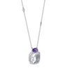 18K White Gold Cushion Cut Green Amethyst with 1/4 ct.tw. Diamond Necklace