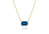 London Blue Topaz Emerald Cut East-West Pendant with White Enamel