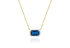 London Blue Topaz Emerald Cut East-West Pendant with White Enamel