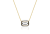 Rock Crystal Emerald Cut East-West Pendant with Black Enamel