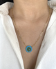 Emerald Cabochon Pendant With Turquoise Enamel
