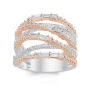 Lab Grown 0.99 Ct Baguette & Round Diamond Cross Over Ring