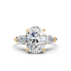 3-Stone Engagement Ring with Pear Side Stones and Pavé Bridge in 14K Gold (3.98 cttw)