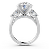 Round Brilliant & Pear-Cut Three-Stone Ring with Pavé Bridge (3.98 cttw)