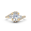 Round Halo Bypass Engagement Ring with Pear Accents (1.50 cttw)