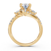 Round Halo Bypass Engagement Ring with Pear Accents (1.50 cttw)