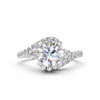 Round Halo Bypass Engagement Ring with Pear Accents (1.50 cttw)