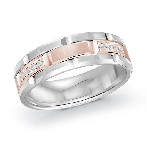 14K White and Rose Gold 7mm Diamond Ring (0.20 ct.tw.)