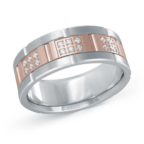 14K White and Rose Gold 8mm Diamond Ring (0.20 ct.tw.)