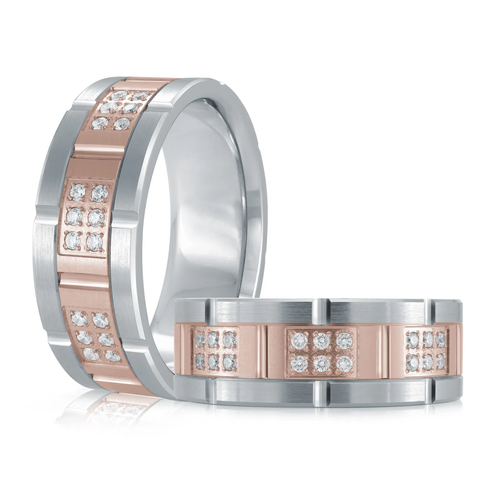 14K White and Rose Gold 8mm Diamond Ring (0.20 ct.tw.)
