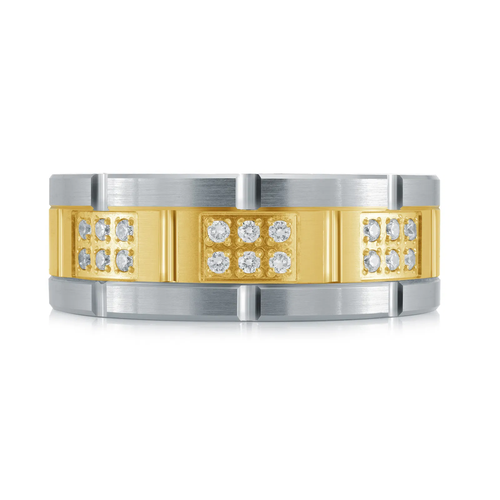 14K White and Yellow Gold 8mm Diamond Ring (0.20 ct.tw.)