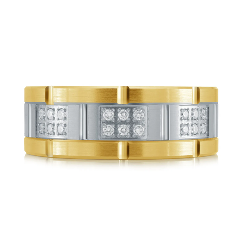 14K Yellow and White Gold 8mm Diamond Ring (0.20 ct.tw.)