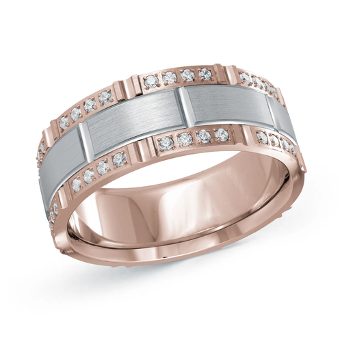14K Rose and White Gold 8mm Diamond Ring (0.60 ct.tw.)