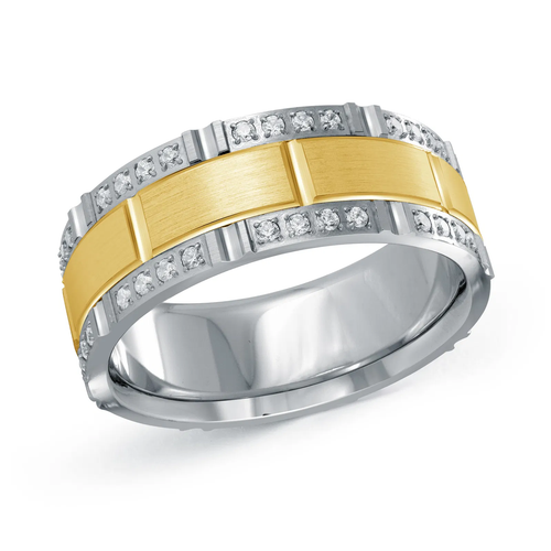 14K White and Yellow Gold 8mm Diamond Ring (0.60 ct.tw.)