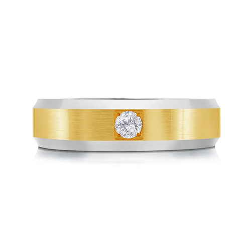14K White and Yellow Gold 6mm Diamond Ring (0.10 ct.tw.)