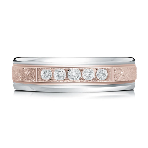 14K White and Rose Gold 6mm Diamond Ring (0.30 ct.tw.)