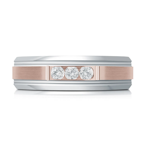 14K White and Rose Gold 6mm Diamond Ring (0.20 ct.tw.)