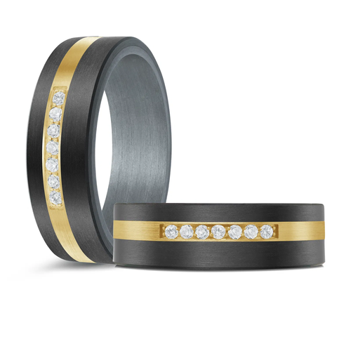 Tantalum & 14K Yellow Gold 7mm Men's Ring (0.10 ct.tw.)