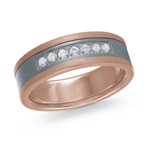 Tantalum & 14K Rose Gold 7mm Men's Ring (0.20 ct.tw.)