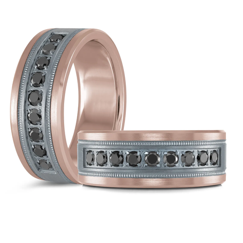 Tantalum & 14K Rose Gold 8.5mm Men's Ring (0.50 ct.tw.)