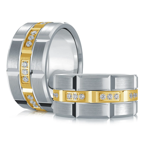14K White and Yellow Gold 11mm Diamond Ring (0.40 ct.tw.)