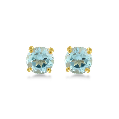 14K Yellow Gold Sky Blue Topaz Gemstone Earrings
