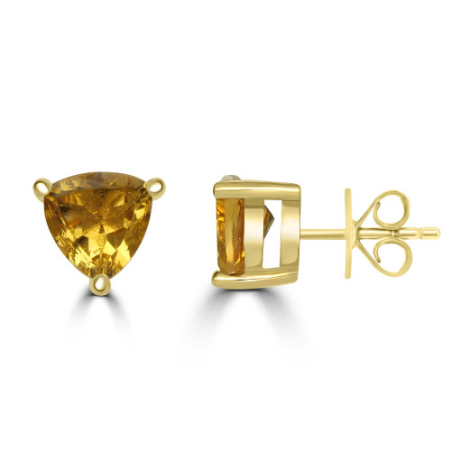 14K Yellow Gold Citrine Gemstone Earrings