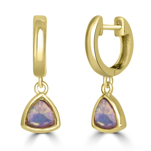 14K Yellow Gold Ethiopian Opal Dangle Earrings