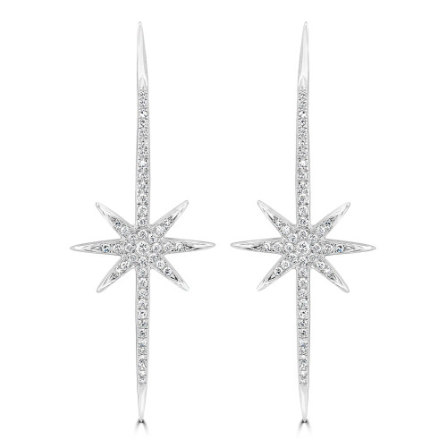 14k White Gold Natural Diamond Starburst Earrings (0.43 ct.wt)