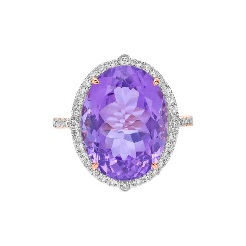 Amethyst Oval Cut Ring with Diamonds(0.44 ct.tw)