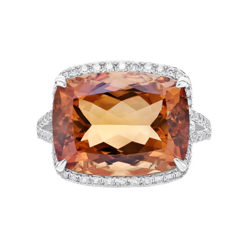 Madeira Citrine Cushion Cut Ring with Diamonds(0.33 ct.tw)