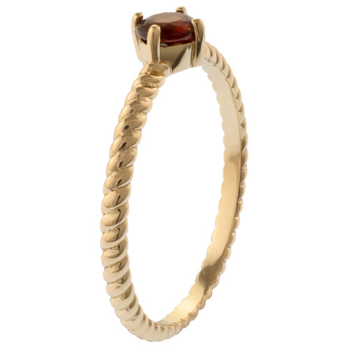 14K Yellow Gold Garnet Midi Ring