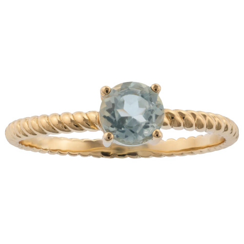 14K Yellow Gold Sky Blue Topaz Midi Ring