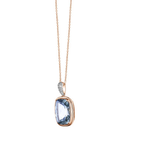 Green Amethyst Cushion Cut Pendant with Diamonds(0.03 ct.tw)