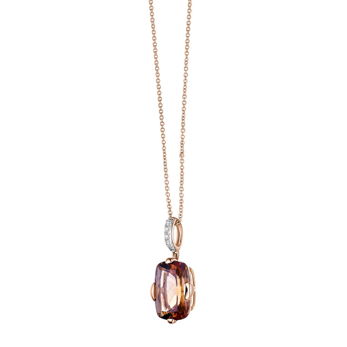 Citrine Cushion Cut Pendant with Diamonds(0.06 ct.tw)