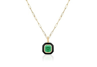 Emerald Pendant With Black Enamel