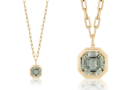 Prasiolite Asscher Cut Pendant