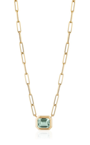 Prasiolite Emerald Cut East-West Necklace